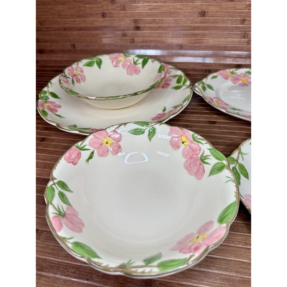 True Vintage Franciscan Desert Rose USA Serving Set 3 Platters 2 Veggie Bowls